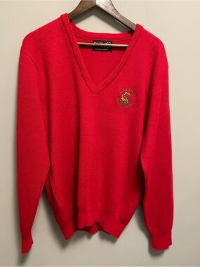 Niagara Knit Vintage Red V-Neck Ralston Old Timers Sweater Men Women XL